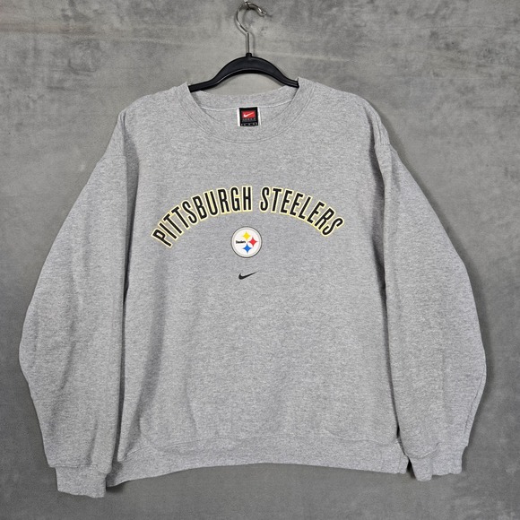 Vintage Pittsburgh Steelers Team Nike Adult XL Gray crew neck NFL sweatshirt - Picture 1 of 8